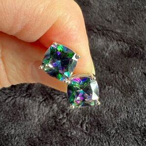 Large Mystic Topaz and Sterling Silver Studs